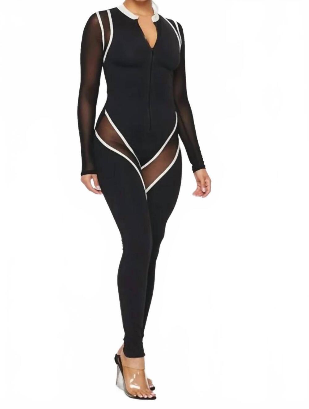 NEW HERA tina all or nothing mesh jumpsuit in black